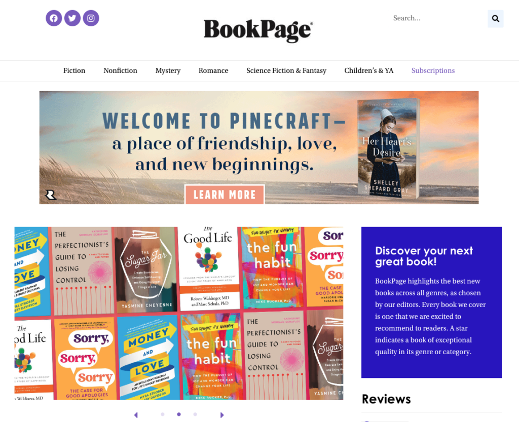 Capa do BookPage: opção de melhores blogs de livros e resenhas
