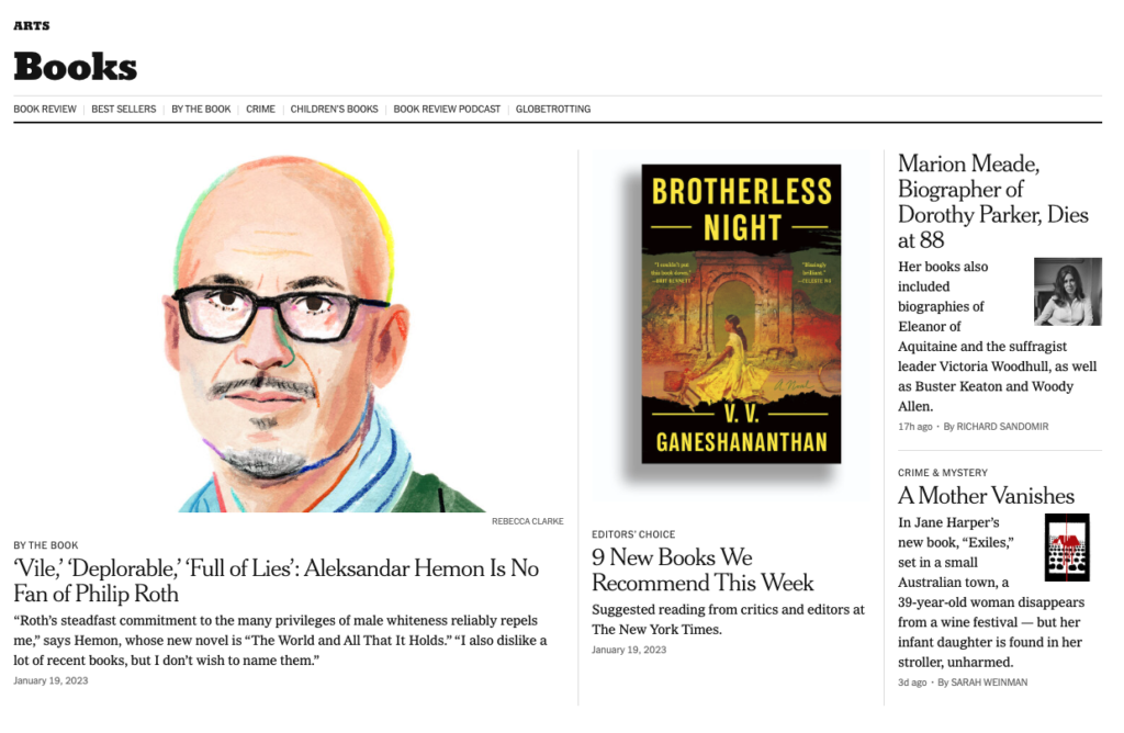 Capa do NY Times Books: opção de melhores blogs de livros e resenhas